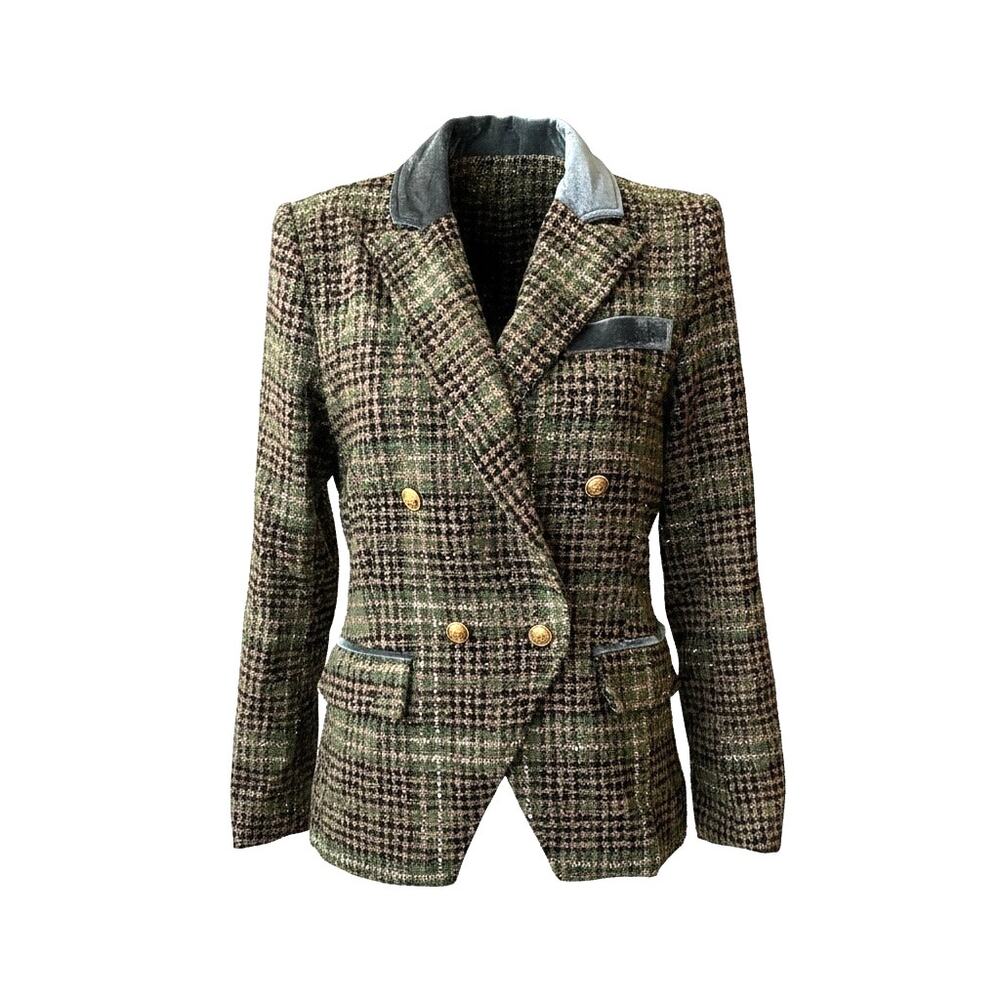NWT Mystree Metallic Tweed Velvet Blazer Small Equestrian Old Money Academia
